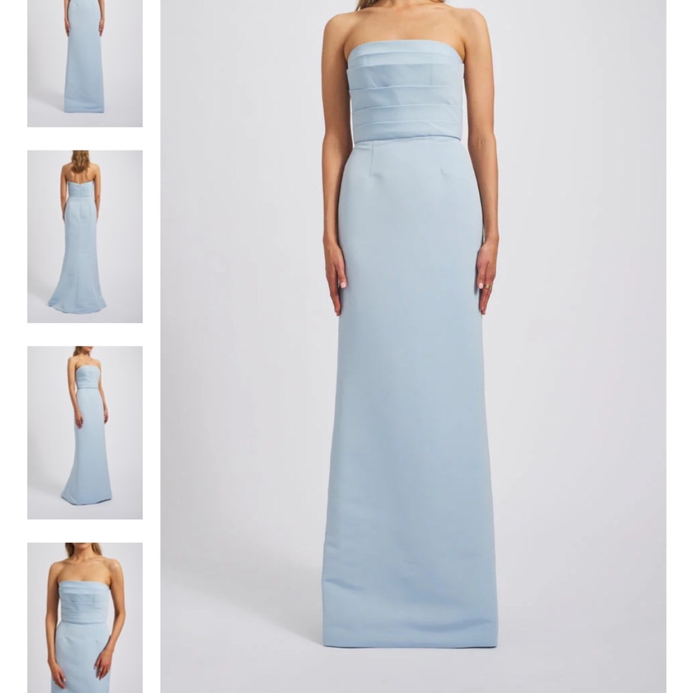 Elegant Strapless Light Blue Evening Gown